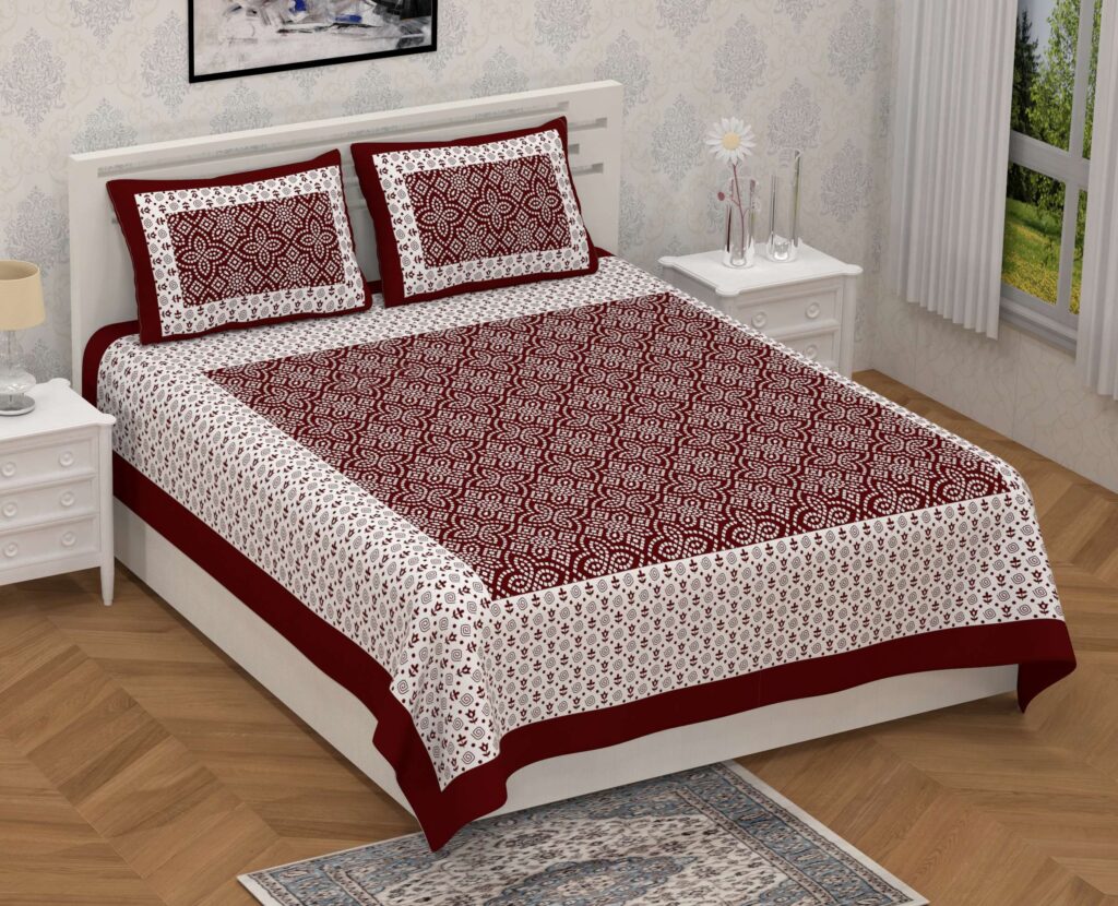 Gukj Rajasthani Traditionally Printed Cotton Doublebed Bedsheet With Pack of ...