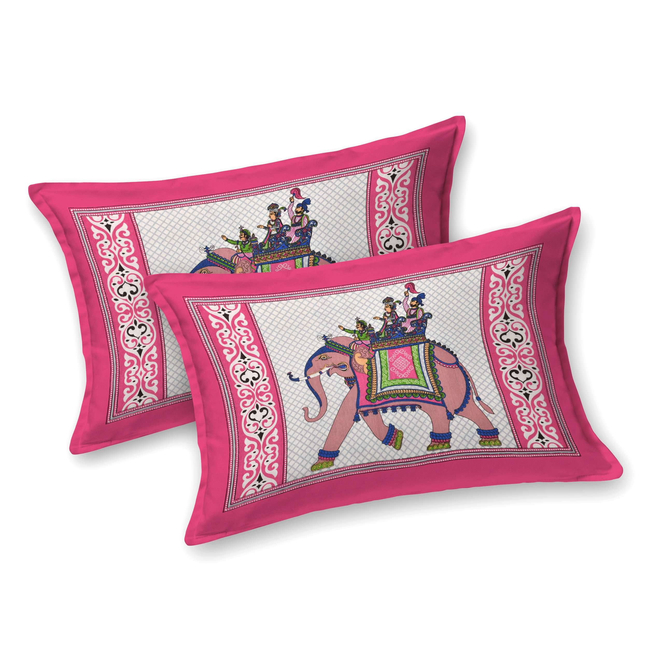 Rajasthani Traditionally Printed Cotton Doublebed Bedsheet With Pack of 2 Pillow Covers - Image 2