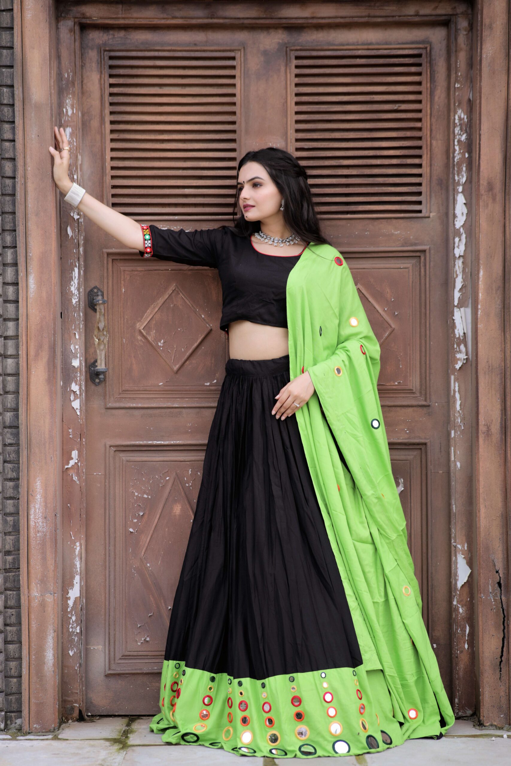 Navratri Special Reyon Real Mirror Work Lehenga Choli with Dupatta ? - Image 3