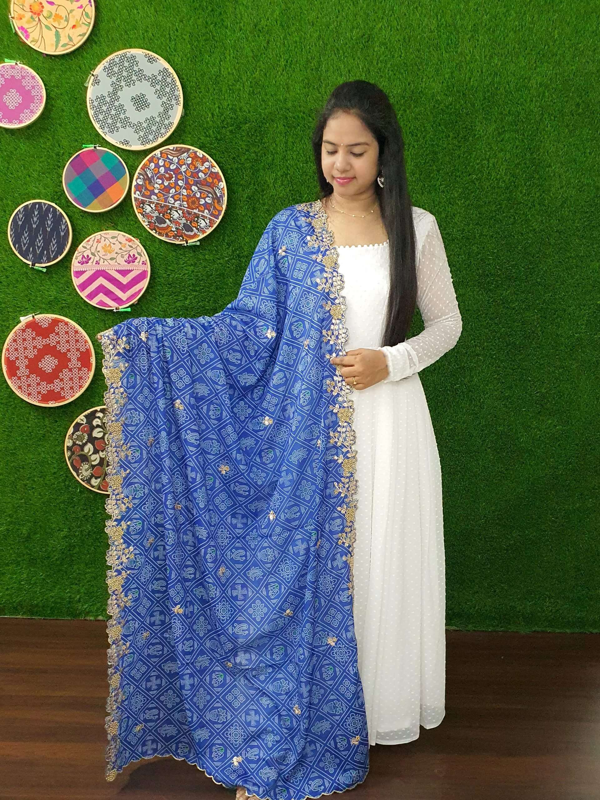 Elegant White And Blue Georgette Gown with Soft Organza Dupatta ? Premium Designer Ready-to-Wear Set - Image 4