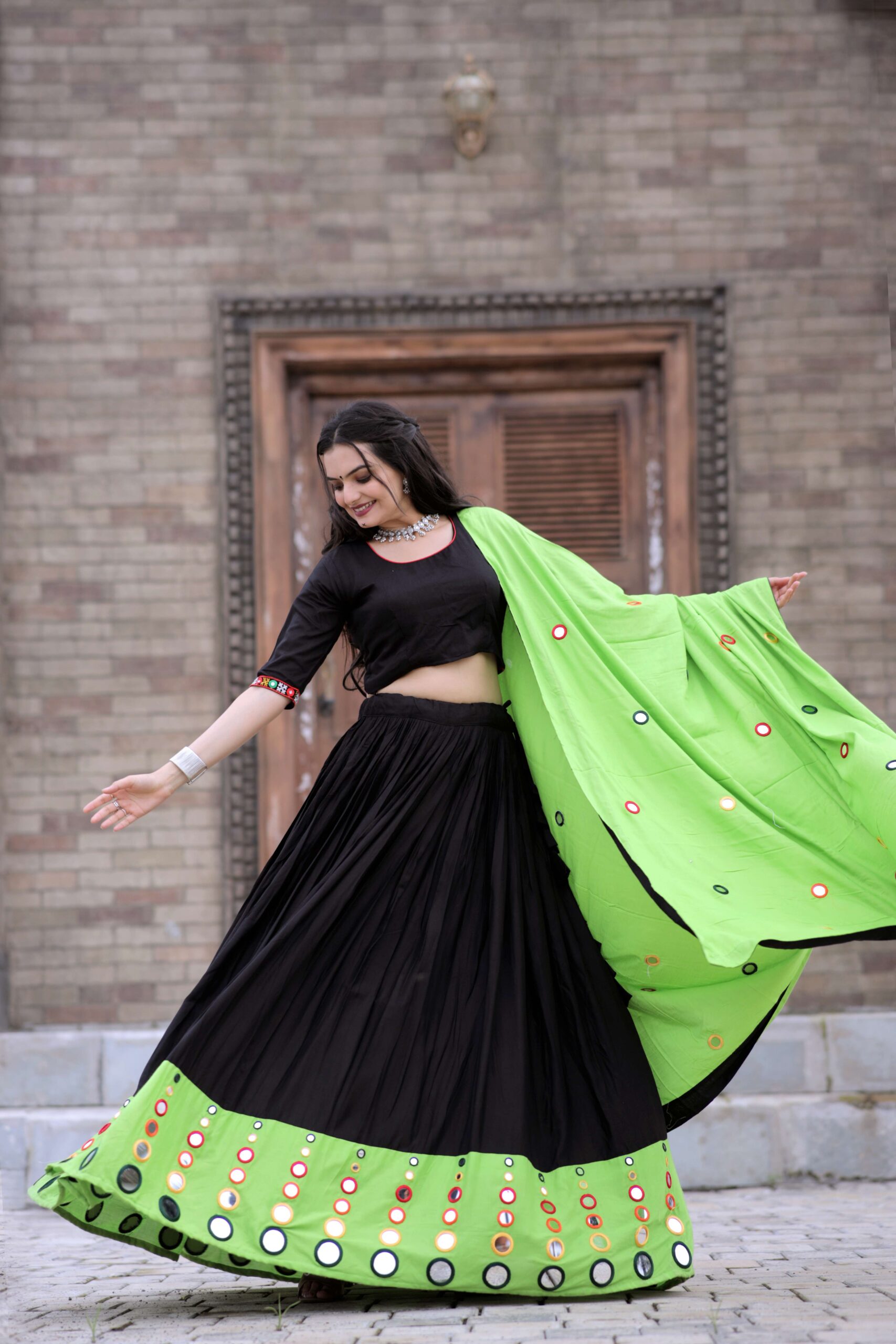 Navratri Special Reyon Real Mirror Work Lehenga Choli with Dupatta ? - Image 2