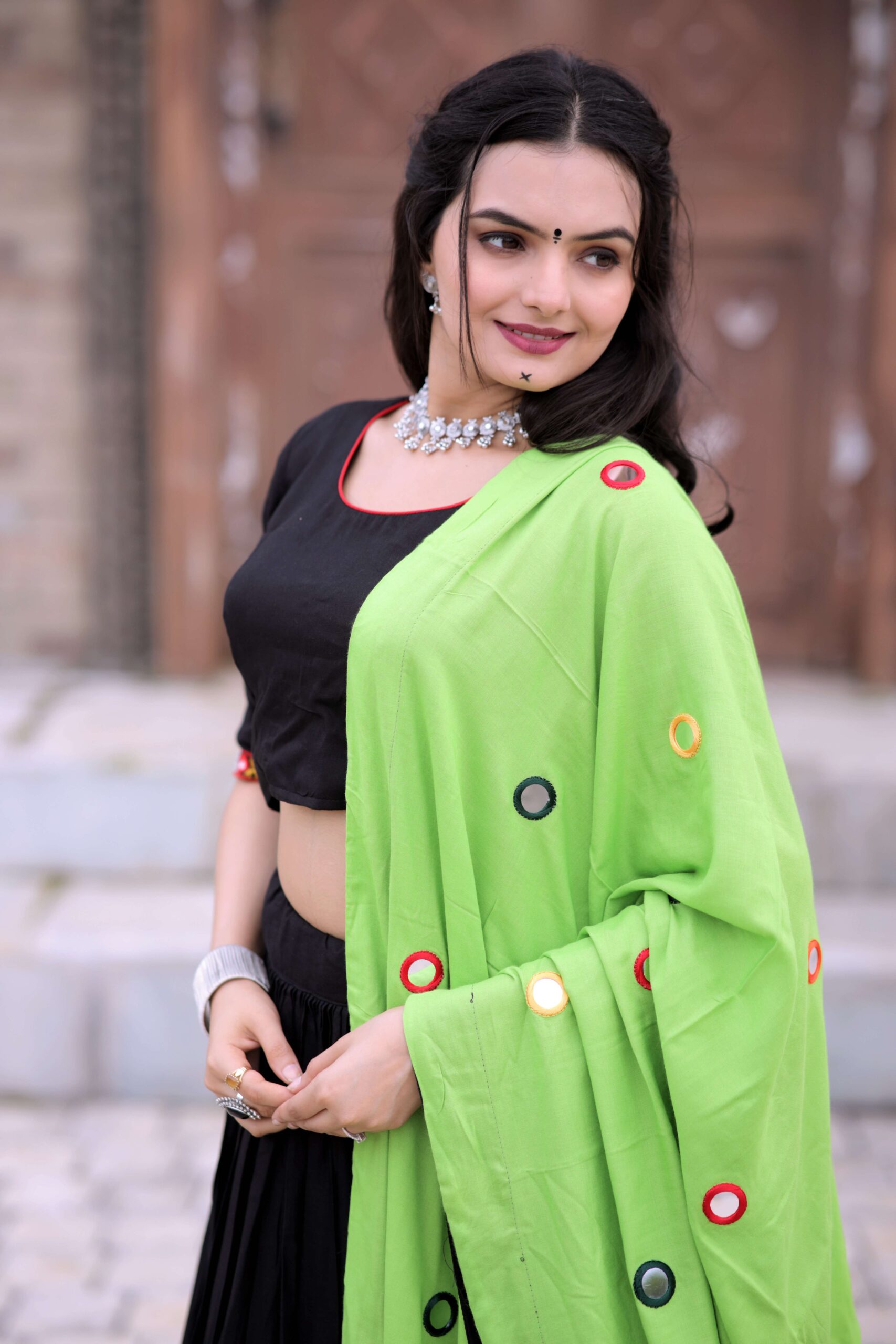 Navratri Special Reyon Real Mirror Work Lehenga Choli with Dupatta ? - Image 4