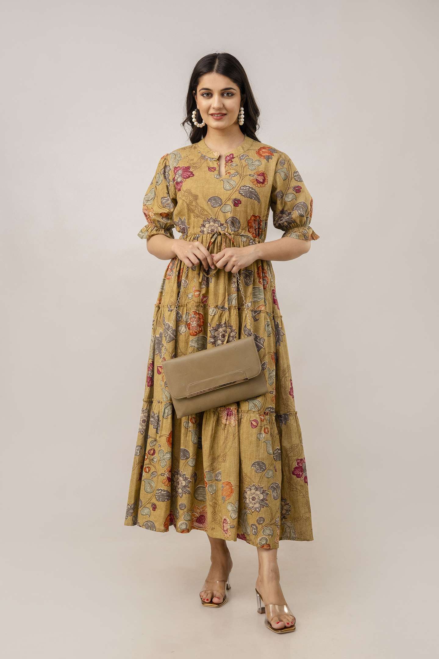 Women's Cotton Printed Fit & Flare Anarkali Gown Midi Dress - Image 5