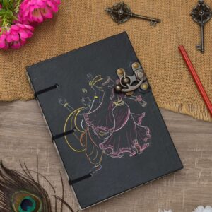 Handmade Printed Cardboard Journal Diary with Buckle Lock Unruled 200 Pages Notepad Personal Diaries for Men and Women -2