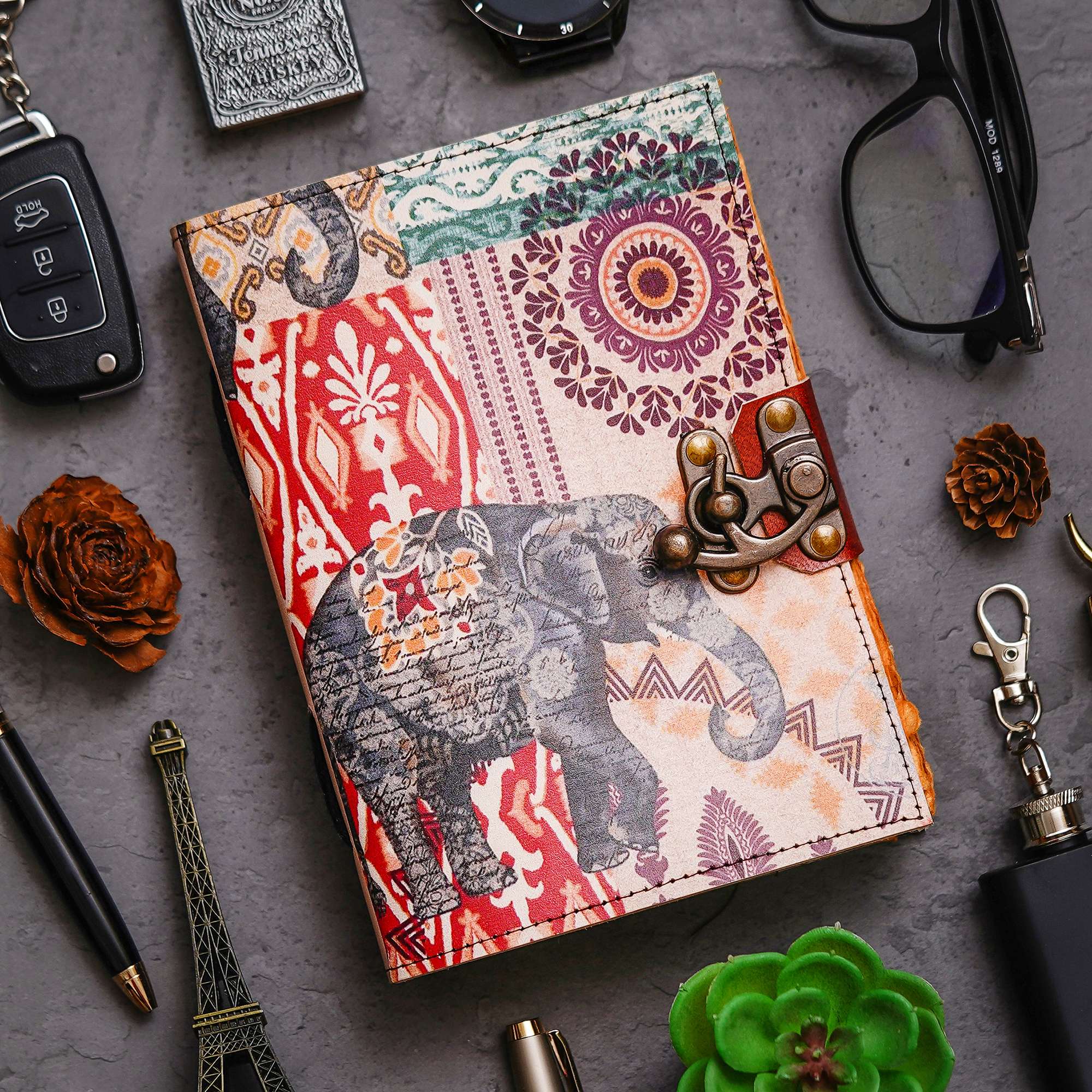 Vintage Handmade Genuine Leather Diary Journal | Premium Antique String Closure | 200 Handmade Unruled Pages DIARY-15