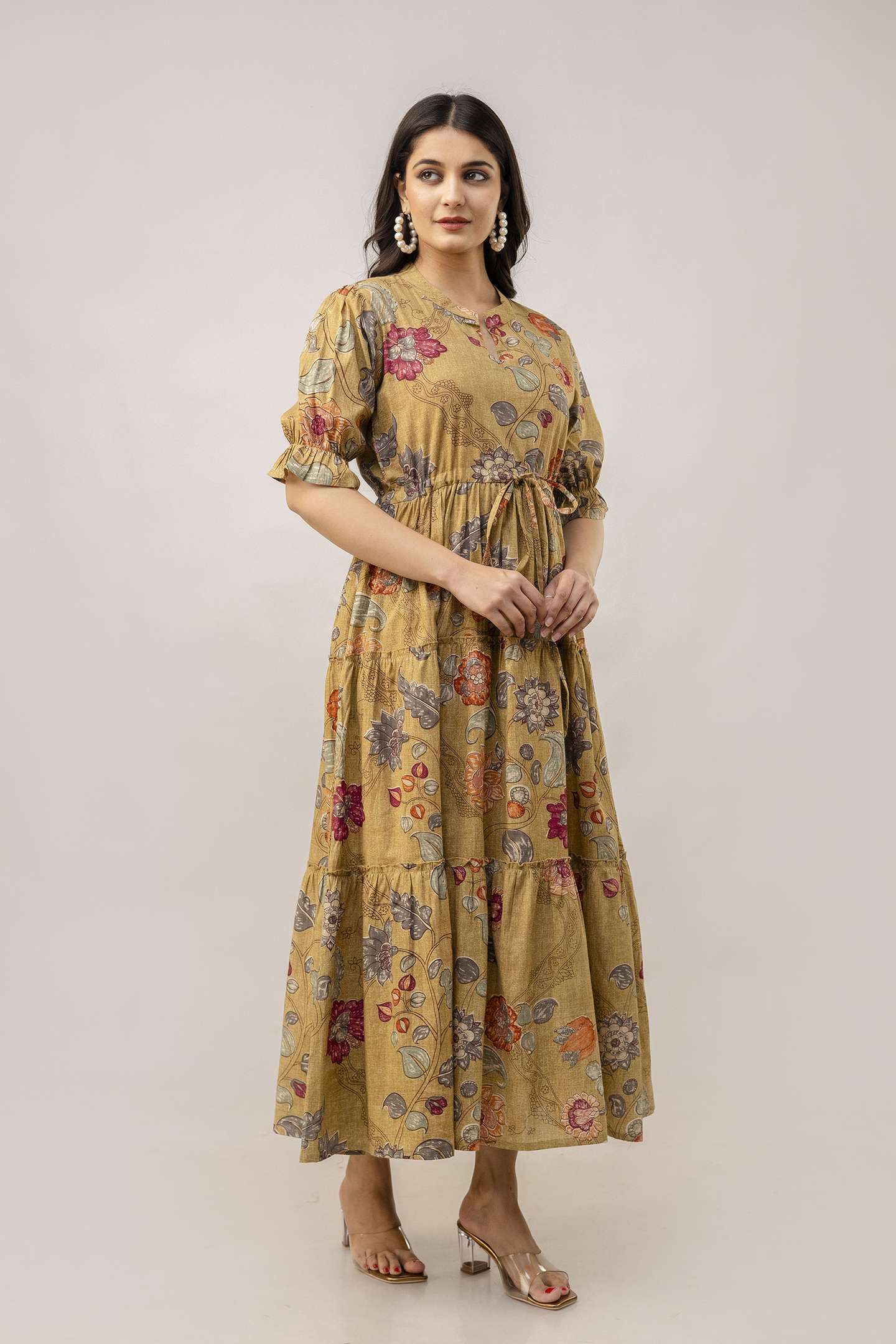 Women's Cotton Printed Fit & Flare Anarkali Gown Midi Dress - Image 4