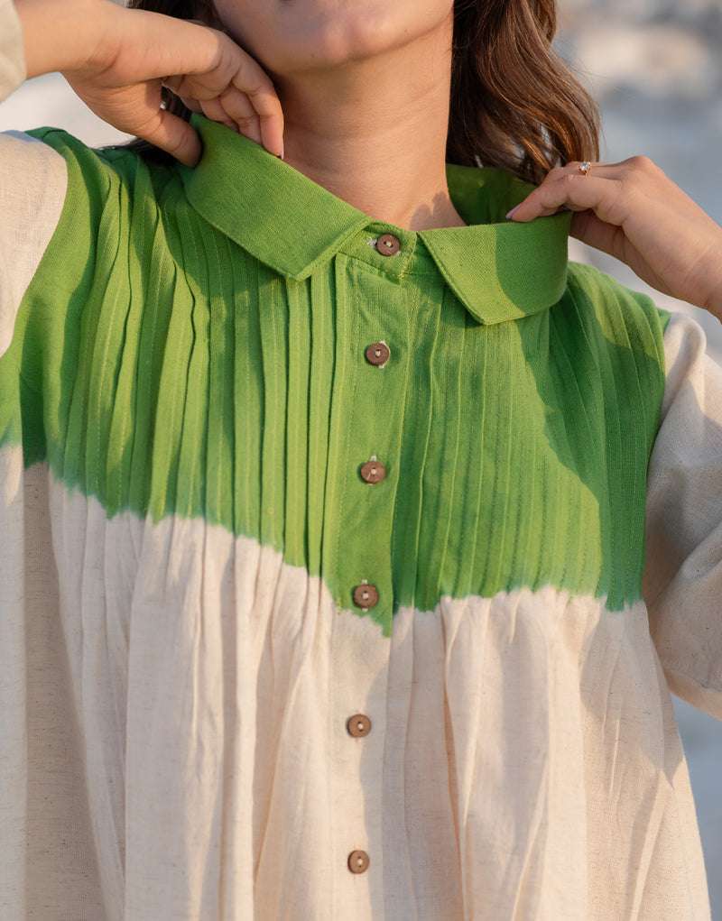 Women's Cotton Tie-Dye Print Straight Shirt With Wide Leg Palazzo Pant Casual Summer Collection Cord Set ( Pudina Green ) - Image 7