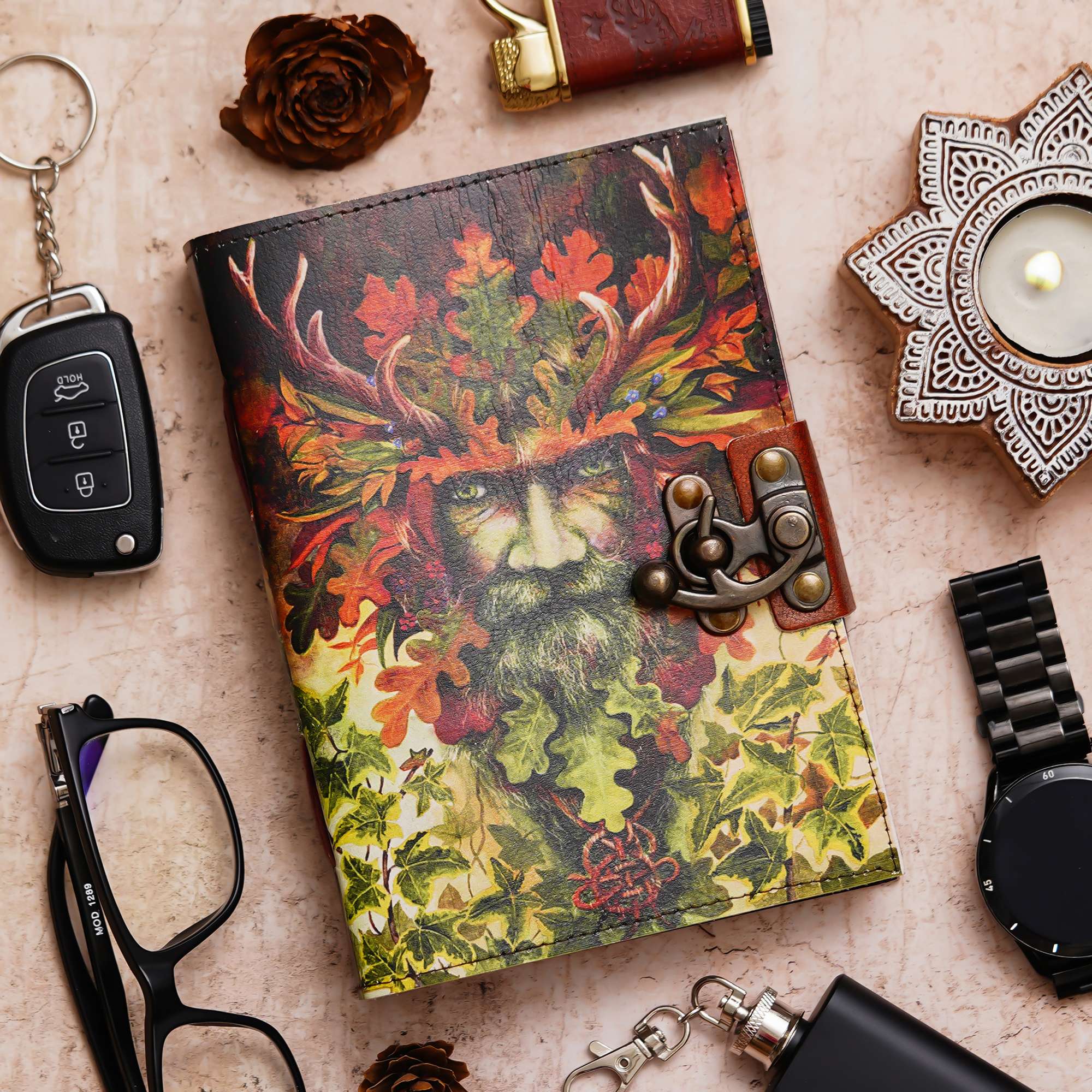 Vintage Handmade Genuine Leather Diary Journal | Premium Antique String Closure | 200 Handmade Unruled Pages DIARY-54