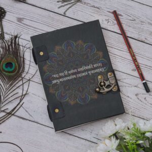 Handmade Printed Cardboard Journal Diary with Buckle Lock Unruled 200 Pages Notepad Personal Diaries for Men and Women -14