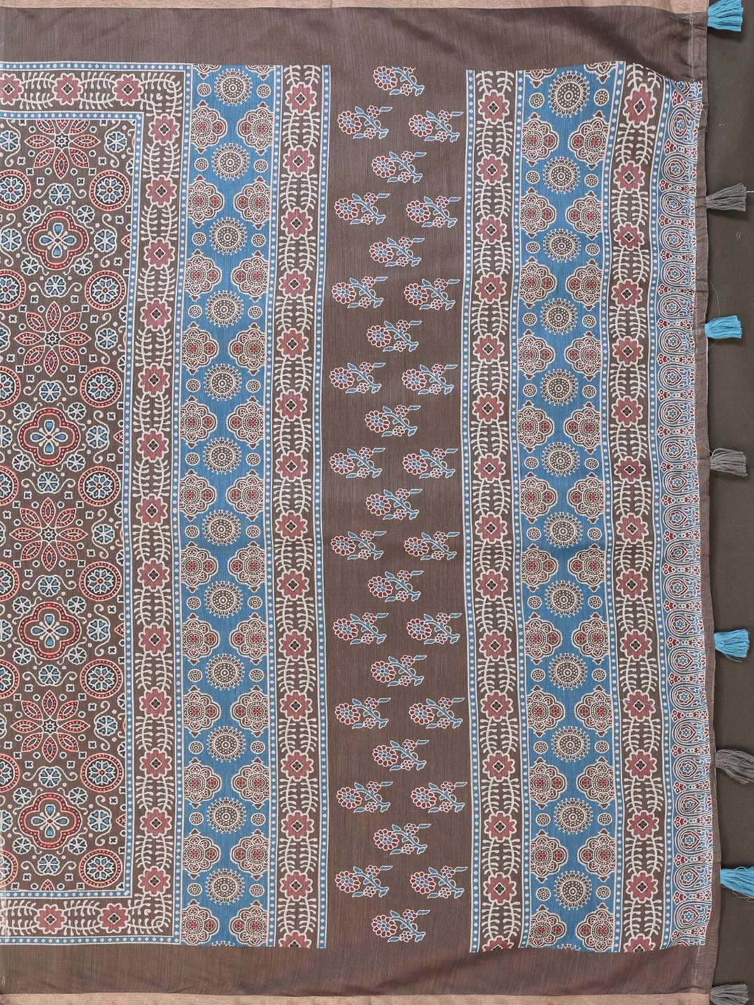 Elegant Brown Chanderi Saree with Ethnic Floral & Block Print ? Timeless Char - Image 5