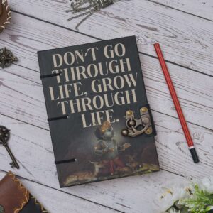 Handmade Printed Cardboard Journal Diary with Buckle Lock Unruled 200 Pages Notepad Personal Diaries for Men and Women -4