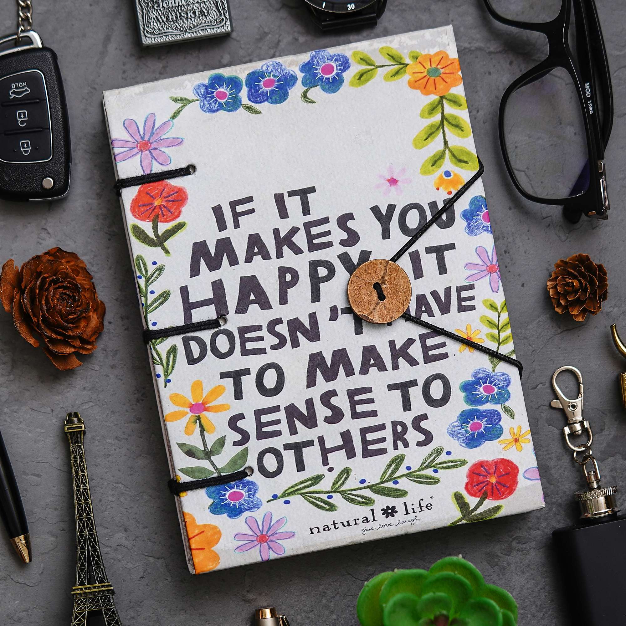 Handmade Printed Cardboard Journal Diary with Buckle Lock | 200 Pages Notepad For Men and Women DIARY-03