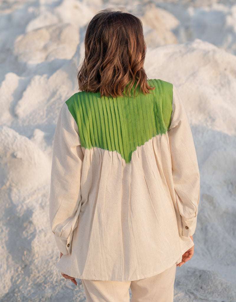 Women's Cotton Tie-Dye Print Straight Shirt With Wide Leg Palazzo Pant Casual Summer Collection Cord Set ( Pudina Green ) - Image 5