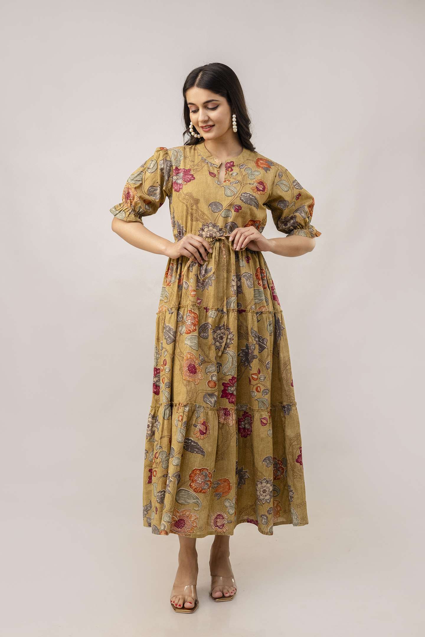 Women's Cotton Printed Fit & Flare Anarkali Gown Midi Dress - Image 2