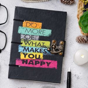 Handmade Printed Cardboard Journal Diary with Buckle Lock | 200 Pages Notepad For Men and Women DIARY-18