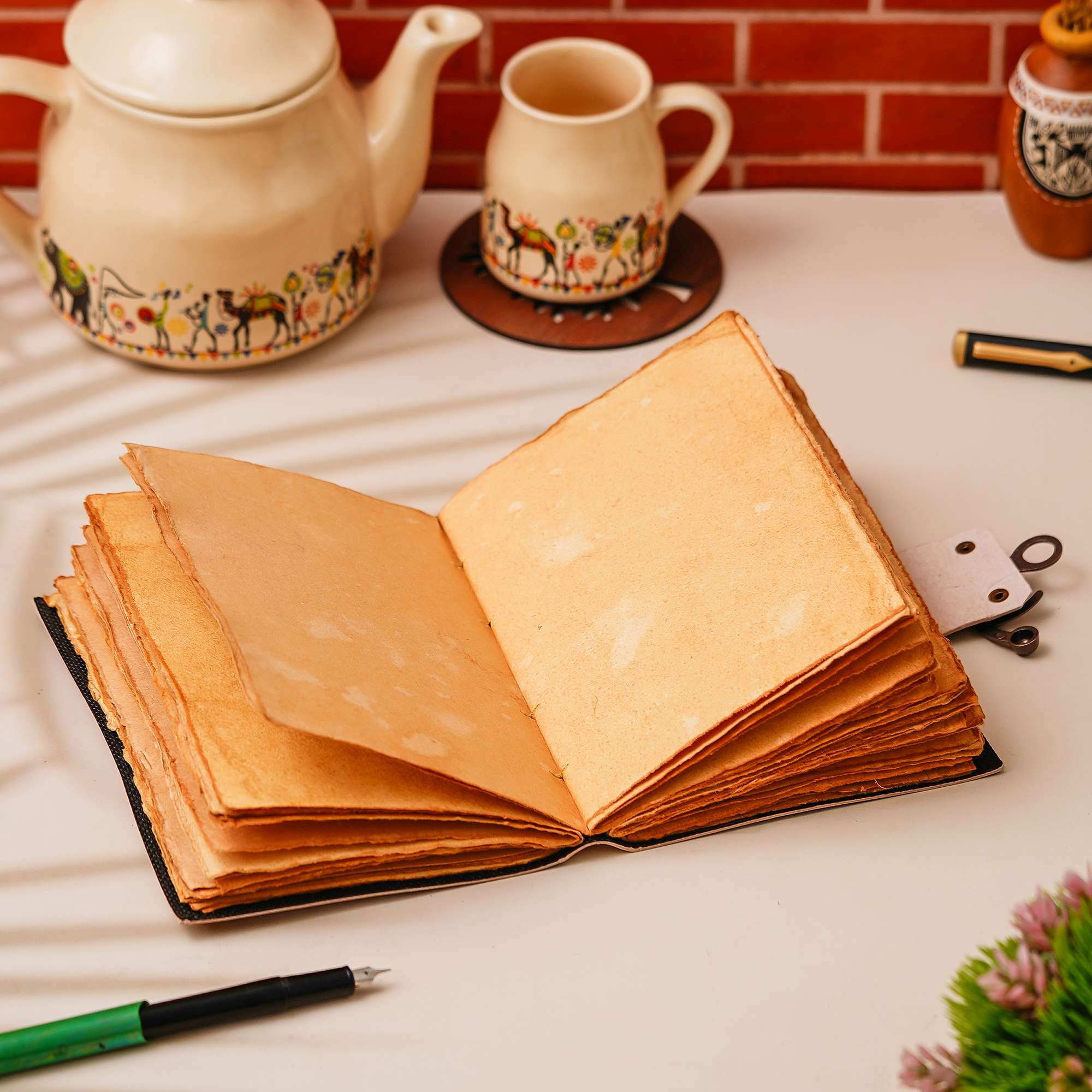Vintage Handmade Genuine Leather Diary Journal | Premium Antique String Closure | 200 Handmade Unruled Pages DIARY-16 - Image 3