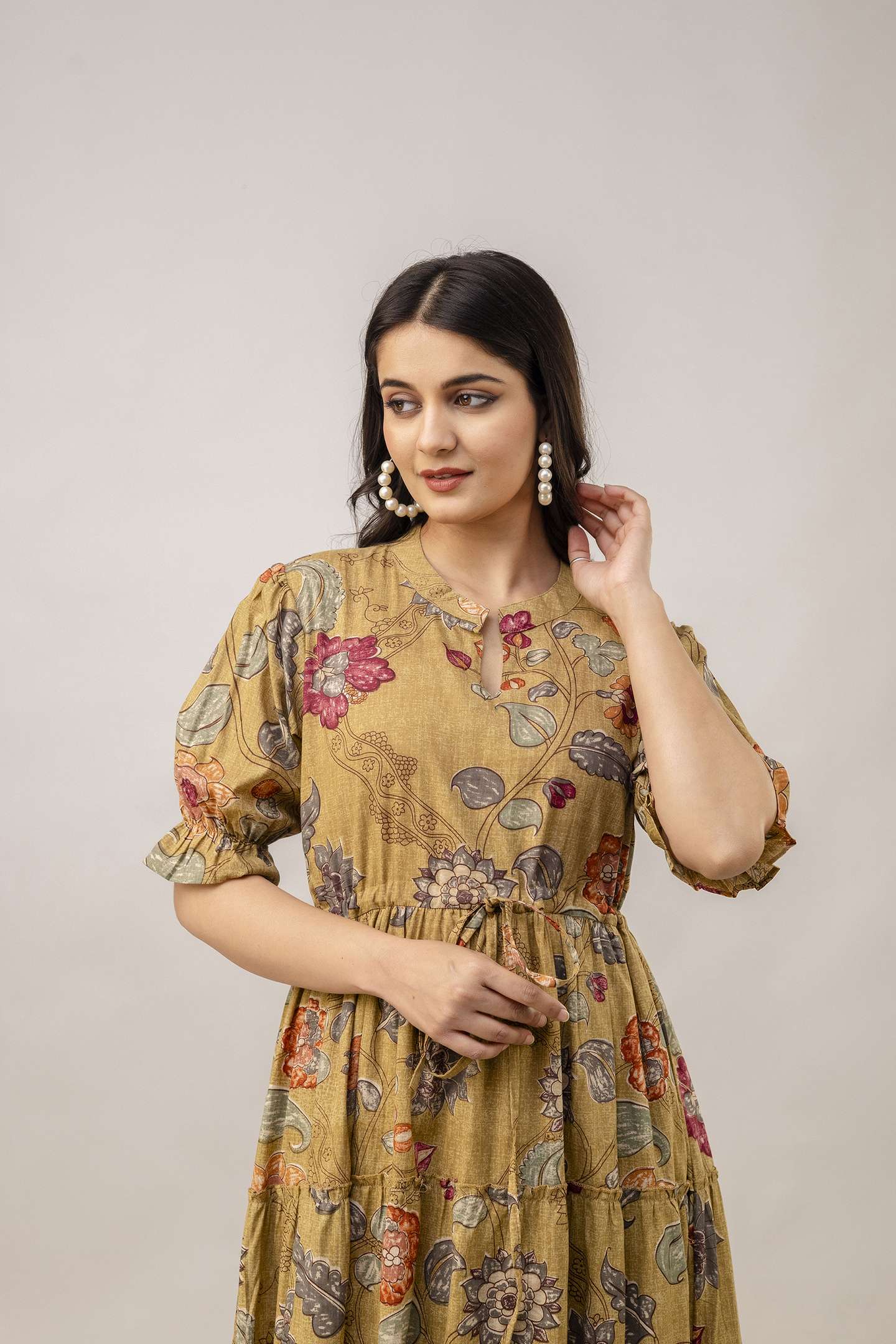 Women's Cotton Printed Fit & Flare Anarkali Gown Midi Dress - Image 6
