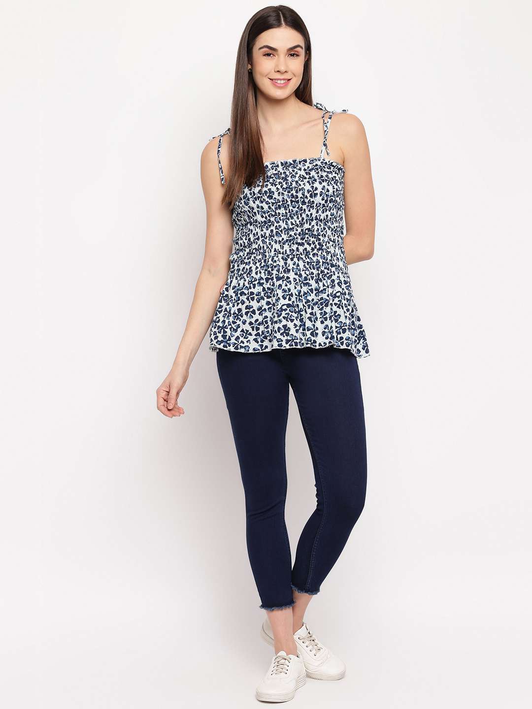 Women's Rayon Printed Casual Summer Style Tie Shoulder Straps Free Size Tank Top ( Multi22) - Image 2